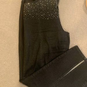 Sparkle Straight Leg Split Hem Jeans